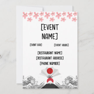 Japanese sushi restaurant event and inauguration invitation