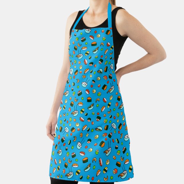 Japanese Sushi Seafood Rice Bowl Pattern Food Chef Apron (Insitu)