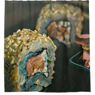 Japanese sushi shower curtain