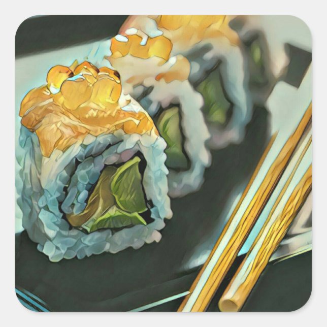 Japanese sushi square sticker (Front)