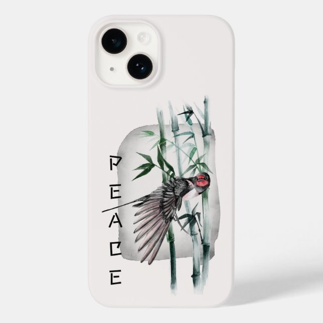 Japanese Swallow Bird and Bamboo Tree Art Case-Mate iPhone Case (Back)