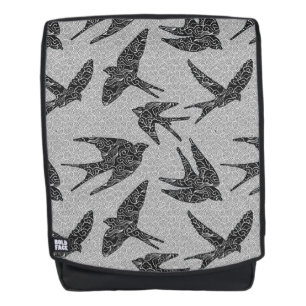 Japanese Swallows in Flight, Charcoal & Light Grey Backpack