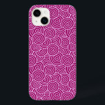 Japanese swirl pattern - burgundy and pale pink Case-Mate iPhone 14 plus case<br><div class="desc">Digital reproduction of a repeating swirl pattern based on traditional Japanese textile designs,  represents water or mist - deep burgundy / wine with pale ice pink</div>
