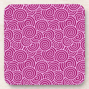 Japanese swirl pattern - burgundy and pale pink coaster