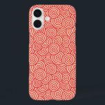Japanese swirl pattern - coral orange iPhone 16 plus case<br><div class="desc">Digital reproduction of a repeating swirl pattern based on traditional Japanese textile designs,  represents water or mist - deep coral orange with a pastel coral orange background</div>