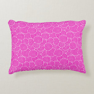 Japanese swirl pattern - fuchsia pink and white decorative cushion