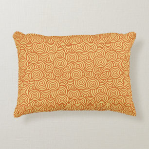Japanese swirl pattern - mandarin & light orange decorative cushion