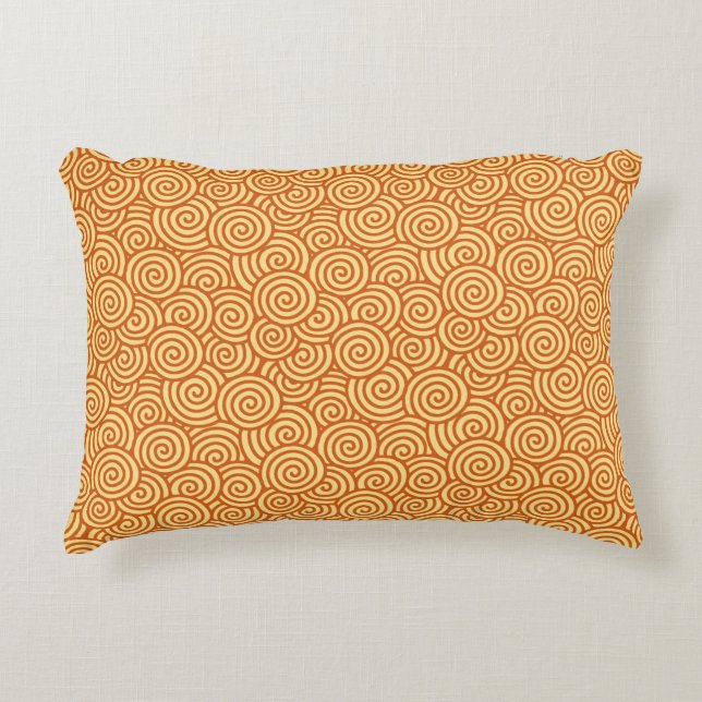 Japanese swirl pattern - mandarin & light orange decorative cushion (Front)