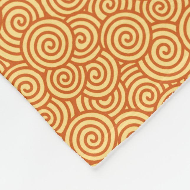 Japanese swirl pattern - mandarin & light orange fleece blanket (Corner)