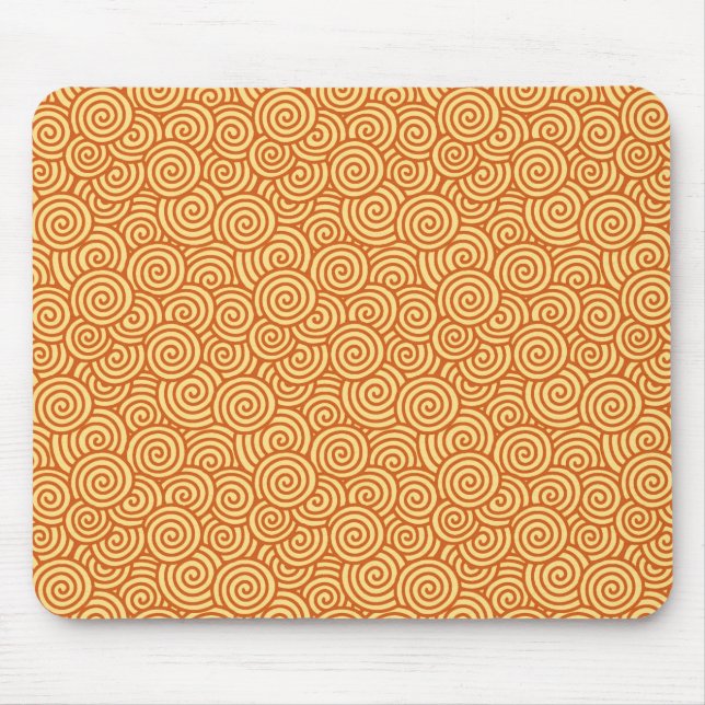 Japanese swirl pattern - mandarin & light orange mouse pad (Front)