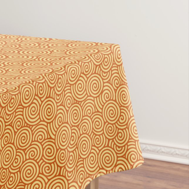 Japanese swirl pattern - mandarin & light orange tablecloth (In Situ)