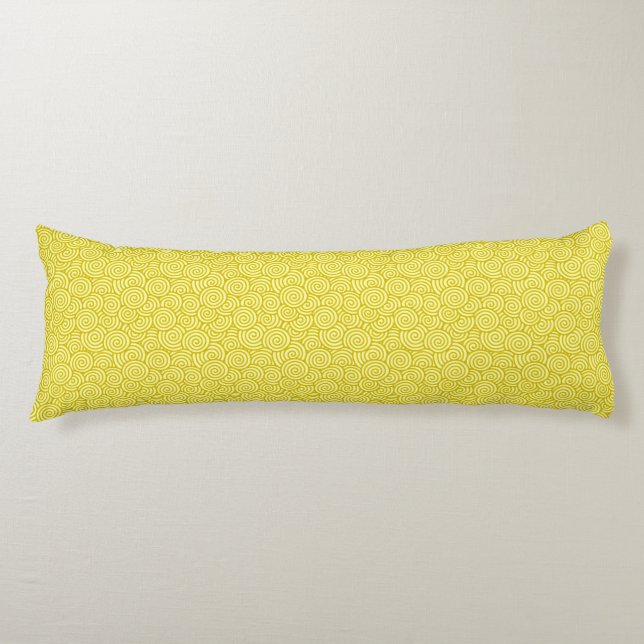 Japanese swirl pattern - mustard and light yellow body cushion (Front)