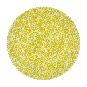Japanese swirl pattern - mustard and light yellow cutting board