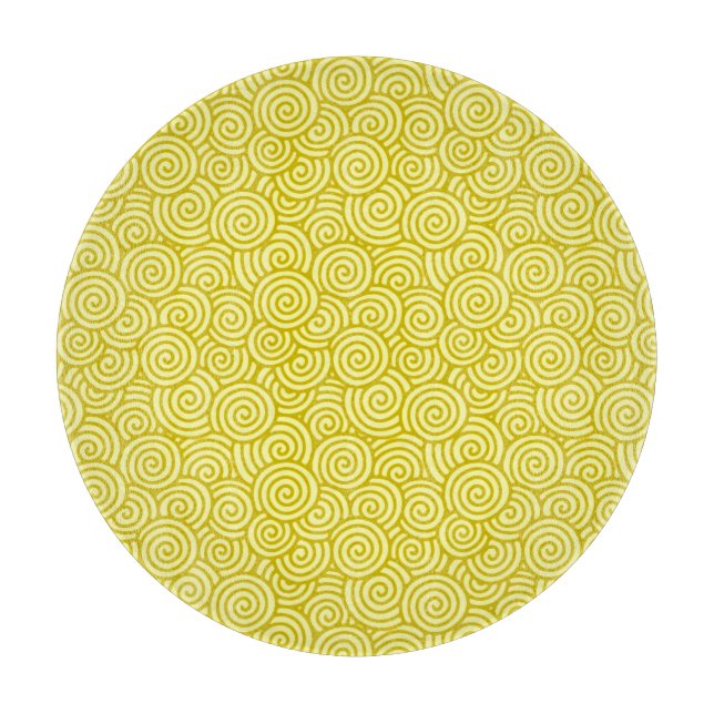 Japanese swirl pattern - mustard and light yellow cutting board (Front)