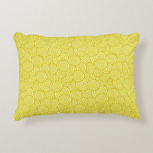 Japanese swirl pattern - mustard and light yellow decorative cushion