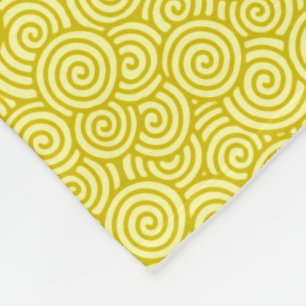 Japanese swirl pattern - mustard and light yellow fleece blanket