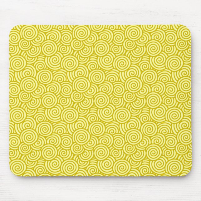 Japanese swirl pattern - mustard and light yellow mouse pad (Front)
