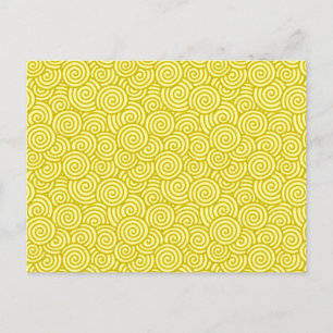 Japanese swirl pattern - mustard and light yellow postcard