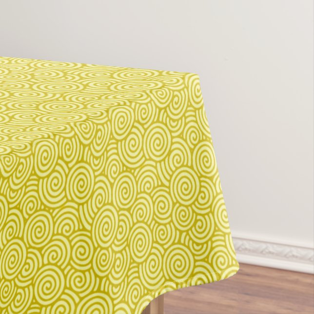 Japanese swirl pattern - mustard and light yellow tablecloth (In Situ)