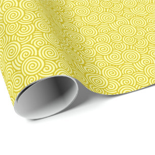 Japanese swirl pattern - mustard and light yellow wrapping paper