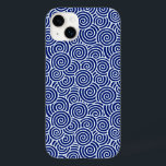 Japanese swirl pattern - navy blue and white Case-Mate iPhone 14 plus case<br><div class="desc">Digital reproduction of a repeating swirl pattern based on traditional Japanese textile designs,  represents water or mist - white swirl pattern with a dark navy background</div>