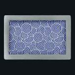Japanese swirl pattern - navy blue and white rectangular belt buckle<br><div class="desc">Digital reproduction of a repeating swirl pattern based on traditional Japanese textile designs,  represents water or mist - white swirl pattern with a dark navy background</div>