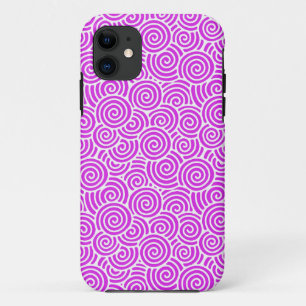 Japanese swirl pattern - orchid and white iPhone 11 case