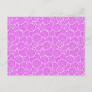 Japanese swirl pattern - orchid and white postcard