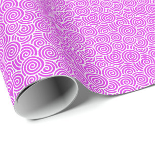Japanese swirl pattern - orchid and white wrapping paper