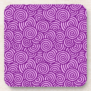 Japanese swirl pattern - orchid pink and purple coaster