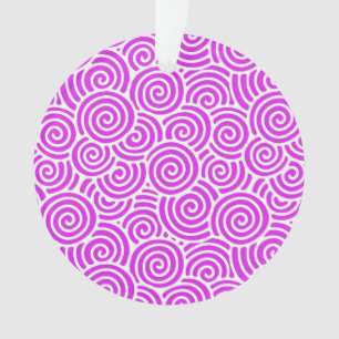 Japanese swirl pattern - orchid pink and purple ornament