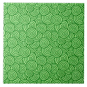 Japanese swirl pattern - pine and lime green ceramic tile