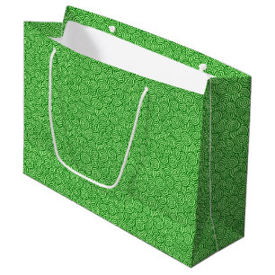Japanese swirl pattern - pine and lime green large gift bag