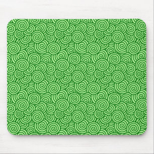 Japanese swirl pattern - pine and lime green mouse pad