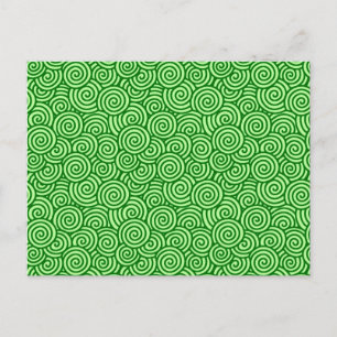 Japanese swirl pattern - pine and lime green postcard