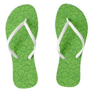 Japanese swirl pattern - pine and lime green thongs