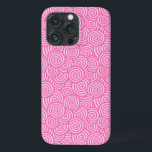 Japanese swirl pattern - soft peppermint pink iPhone 13 pro case<br><div class="desc">Digital reproduction of a repeating swirl pattern based on traditional Japanese textile designs,  represents water or mist - deeper peppermint pink swirl pattern on a pale ice pink background</div>
