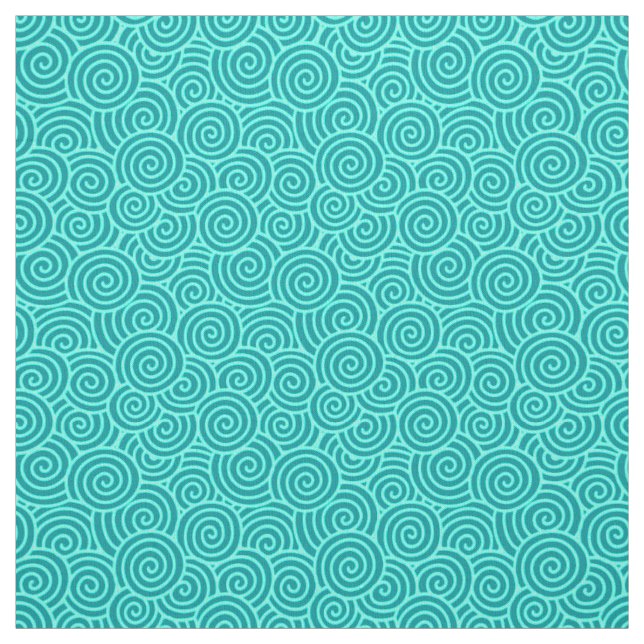 Japanese swirl pattern - turquoise and aqua fabric (Swatch)