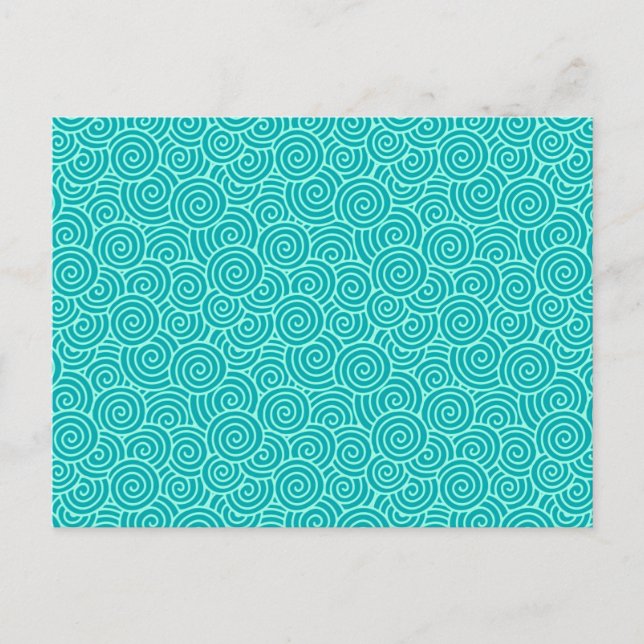 Japanese swirl pattern - turquoise and aqua postcard (Front)