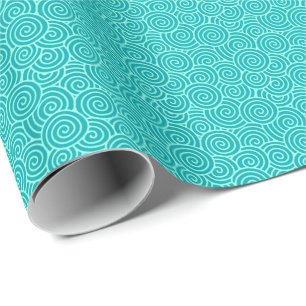 Japanese swirl pattern - turquoise and aqua wrapping paper