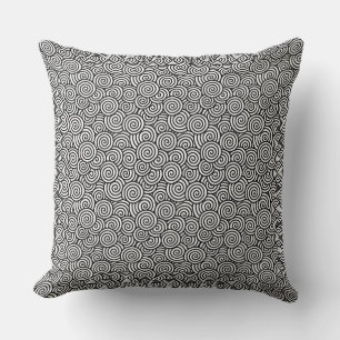 Japanese swirl pattern - white and black cushion