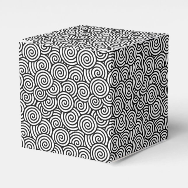 Japanese swirl pattern - white and black favour box (Front Side)