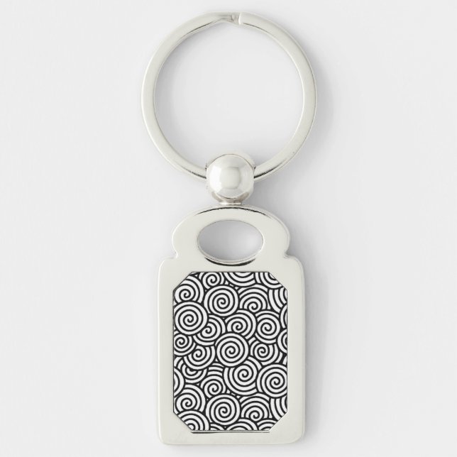 Japanese swirl pattern - white and black key ring (Front)