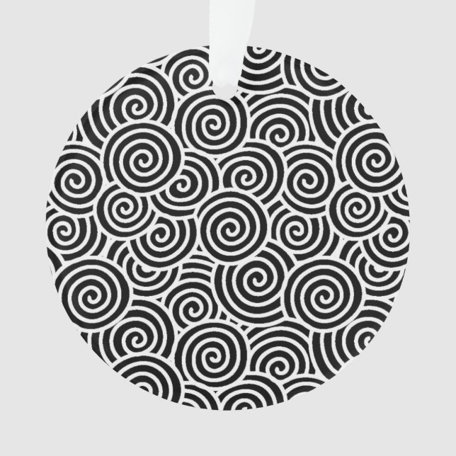 Japanese swirl pattern - white and black ornament (Front)