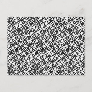 Japanese swirl pattern - white and black postcard