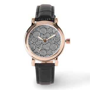 Japanese swirl pattern - white and black watch