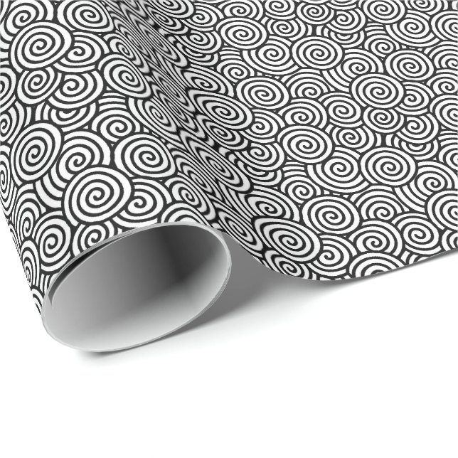 Japanese swirl pattern - white and black wrapping paper (Roll Corner)