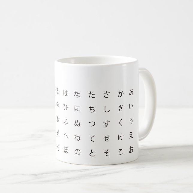 Japanese syllabary (hiragana) coffee mug (Front Right)