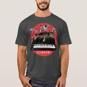 Japanese Synthesizer Cat Cherry Blossom  T-Shirt