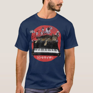 Japanese Synthesizer Cat Cherry Blossom  T-Shirt